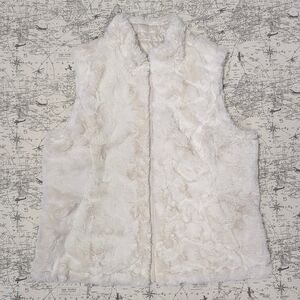 Nicole Miller Original Reversible Faux Fur Puffer Vest - Cream - Size Large